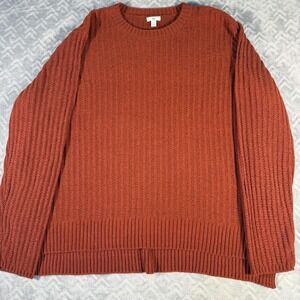 Dip Pullover Sweater Womens 3X Orange NWT Ribbed Knit Crew Neck Long Sleeve